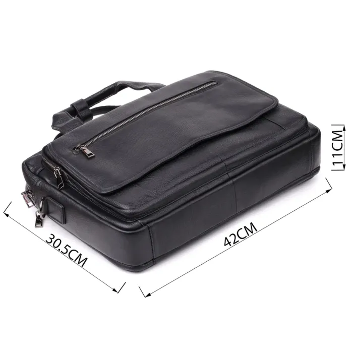 Місткий портфель для чоловіків з натуральної шкіри Vintage 23043 Чорний