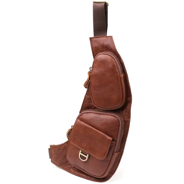 Практична чоловіча сумка через плече із зернистої натуральної шкіри Vintage 22966 Коричневий