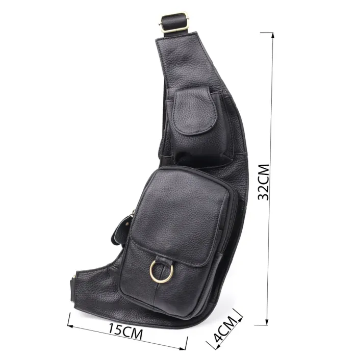 Сумка цікавої форми через плече з натуральної шкіри Vintage 22958 Чорний