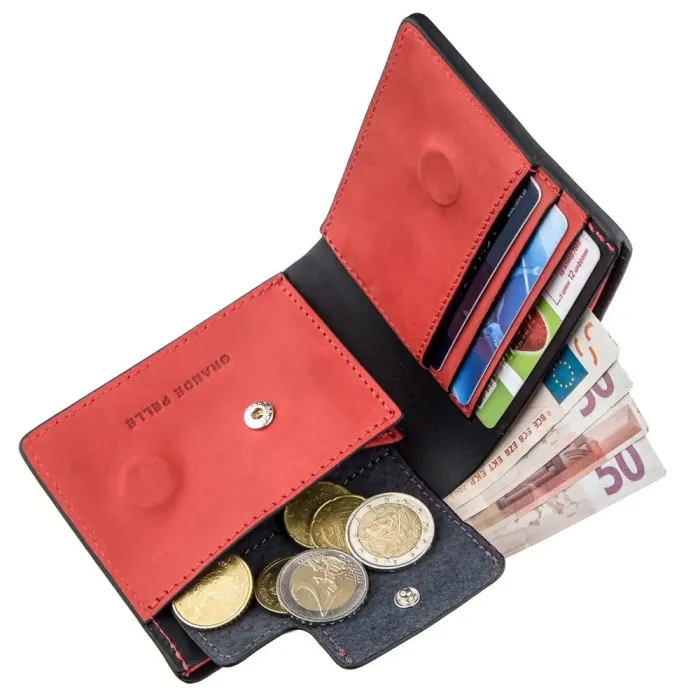 Оригінальна портмоне комбі унісекс на магніті GRANDE PELLE 11207 Чорне