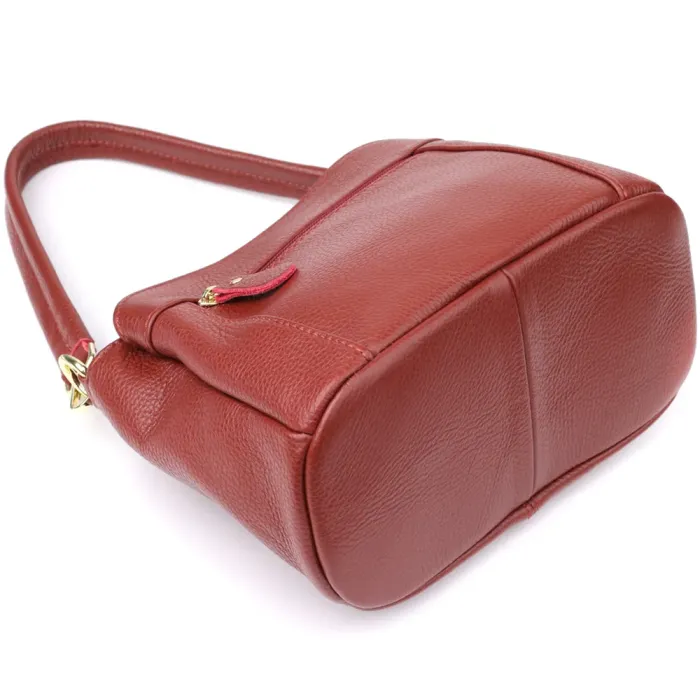 Яскрава жіноча шкіряна сумка з трьома секціями Vintage 22981 Червоний