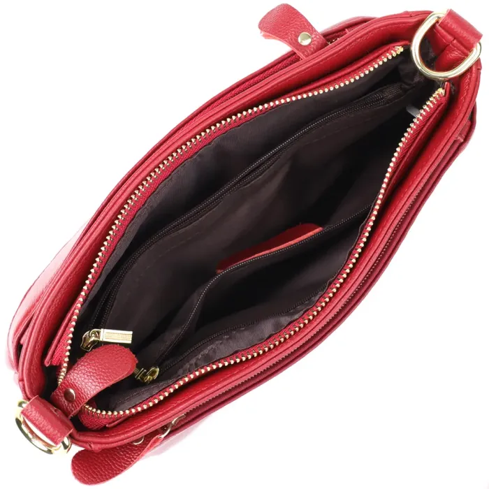 Елегантна сумка жіноча з твердим дном з натуральної шкіри Vintage 22982 Червоний