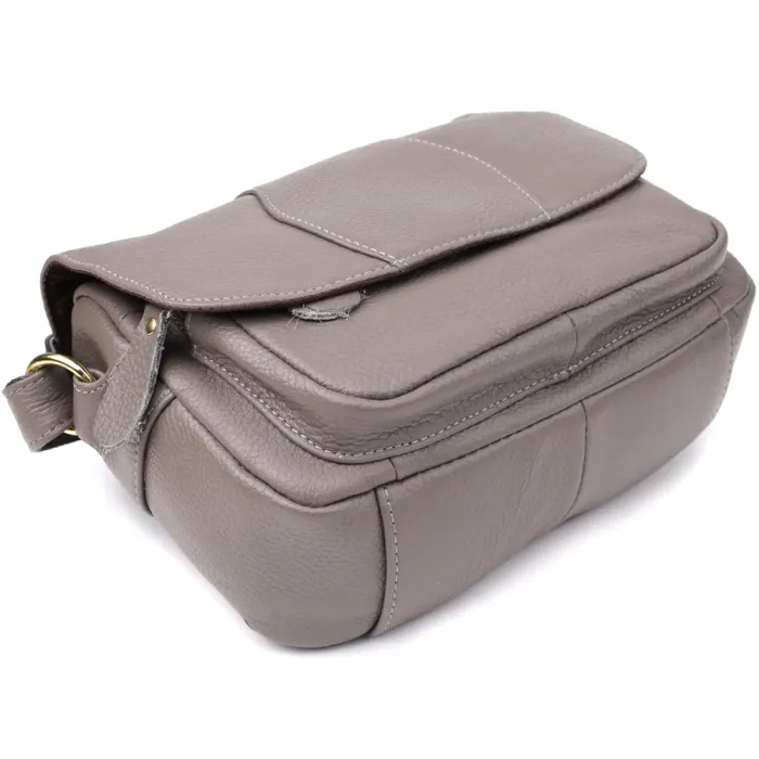 Практична сумка з натуральної шкіри для стильних жінок Vintage 22974 Сірий