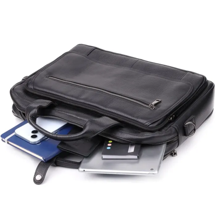 Місткий портфель для чоловіків з натуральної шкіри Vintage 23043 Чорний