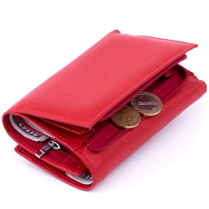 Гаманець горизонтальний із монетником на блискавці жіночий ST Leather 19358 Червоний