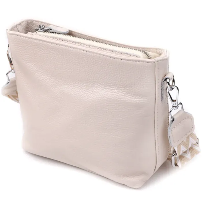 Повсякденна плечова сумка з натуральної шкіри Vintage 22915 Білий