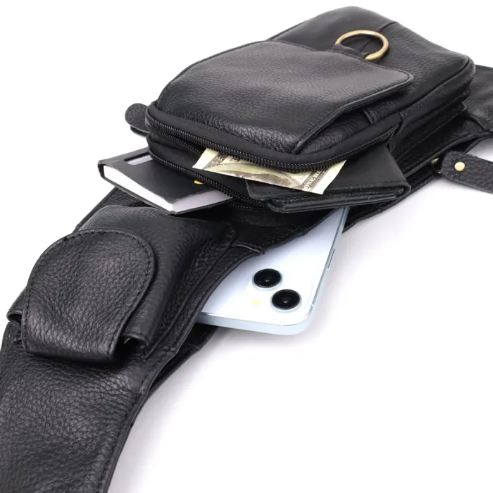 Сумка цікавої форми через плече з натуральної шкіри Vintage 22958 Чорний