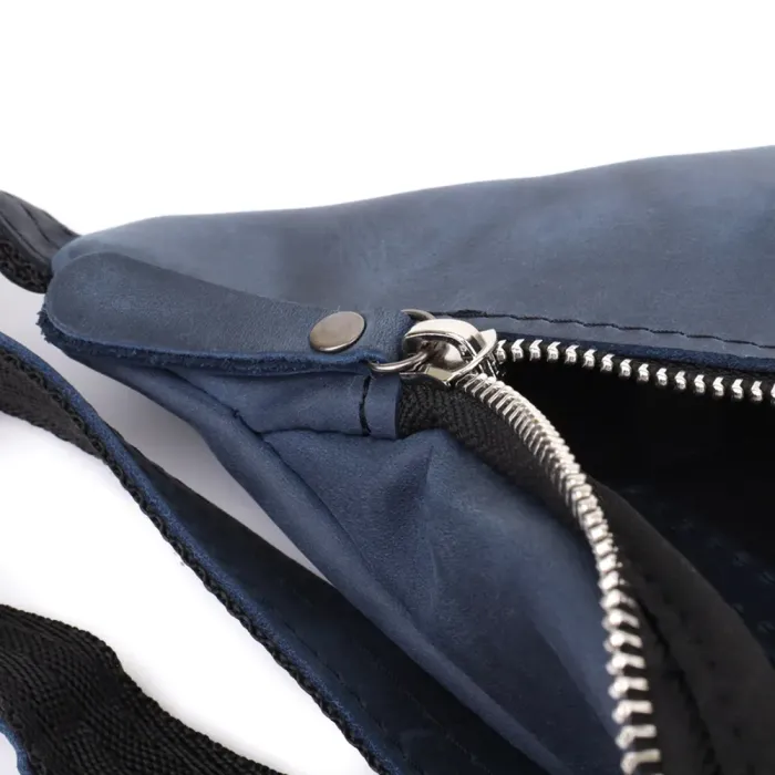 Чоловіча бананка відмінної якості з натуральної шкіри вінтажної Shvigel 23141 Синій