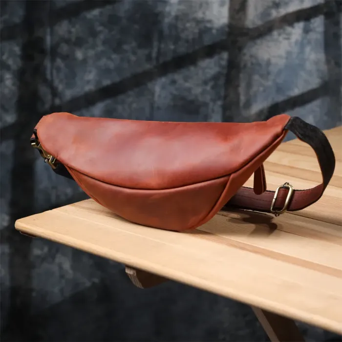 Бананка для чоловіків відмінної якості з натуральної шкіри вінтажної шкіри Shvigel 23140 Рудий