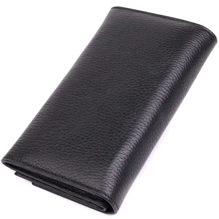 Місткий жіночий гаманець з натуральної шкіри KARYA 22859 Чорний