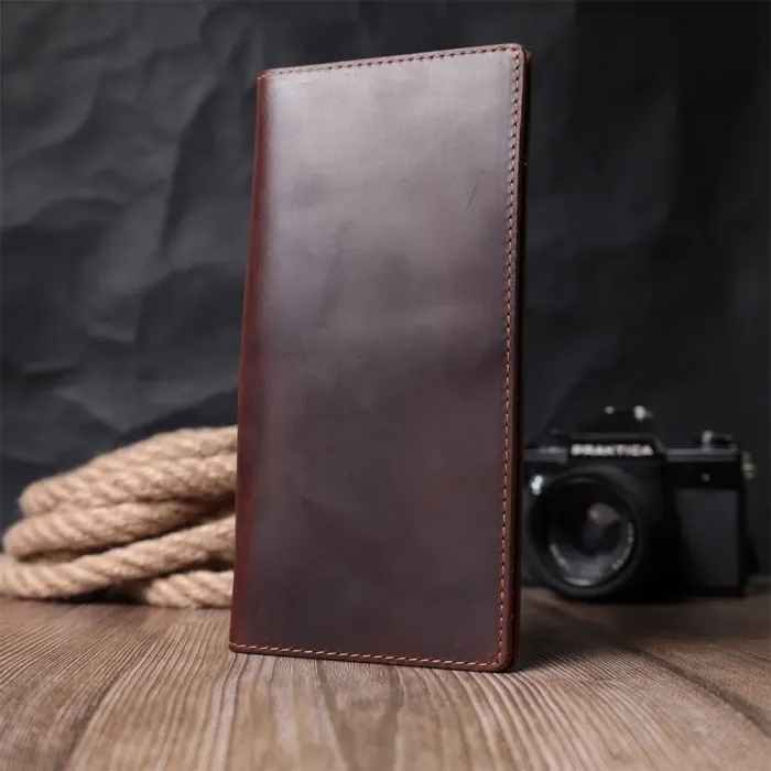 Вертикальний гаманець унісекс із натуральної шкіри Vintage 15083 Коричневий