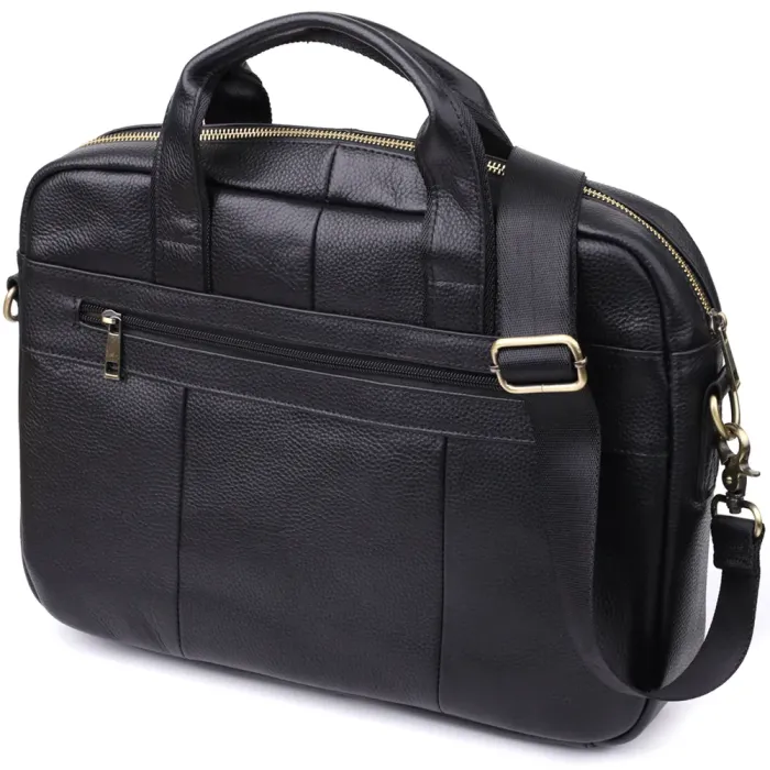 Практичний портфель для чоловіків з натуральної шкіри Vintage 23041 Чорний