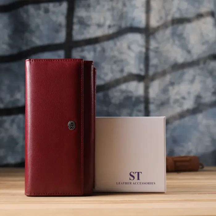 Жіночий гаманець з кишенею для телефону з натуральної шкіри ST Leather 23069 Бордовий