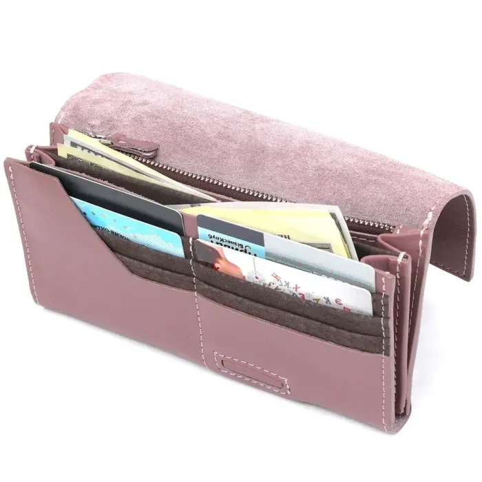 Чудовий шкіряний жіночий гаманець Grande Pelle 11577 Рожевий