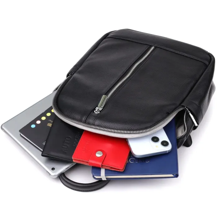 Практичний жіночий рюкзак з натуральної шкіри Vintage 23057 Чорний