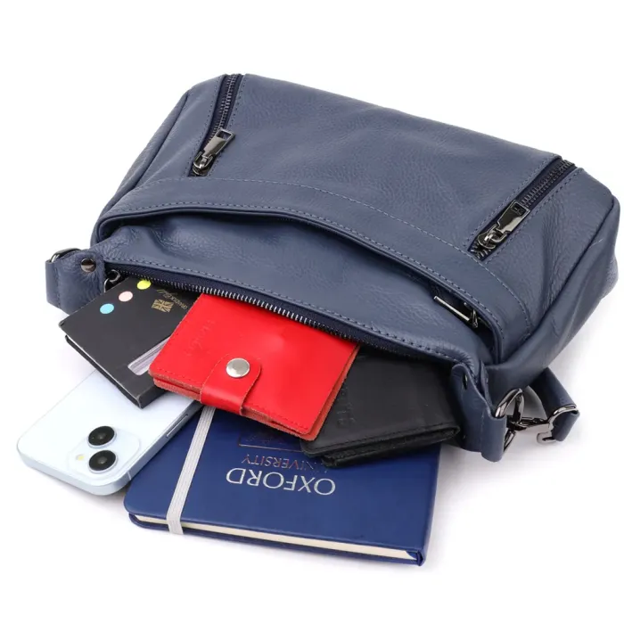 Зручна жіноча сумка з натуральної шкіри Vintage 23019 Синій