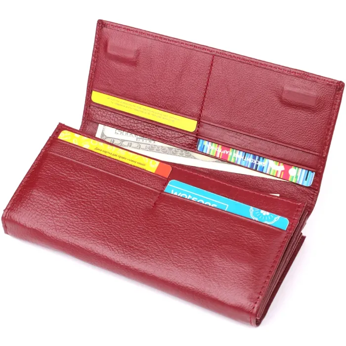 Модний жіночий гаманець на магнітах із натуральної шкіри ST Leather 23113 Бордовий