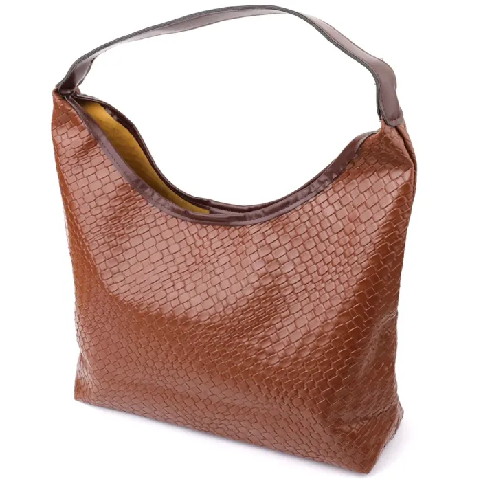 Жіноча сумка з переплетеної екошкіри Vintage 15142 Коричневий
