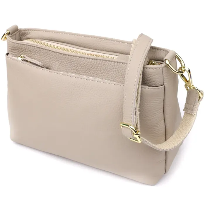 Елегантна жіноча сумка з натуральної шкіри з жорсткою основою Vintage 22985 Сірий