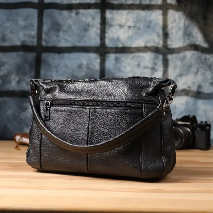 Практична жіноча сумка з натуральної шкіри Vintage 23011 Чорний