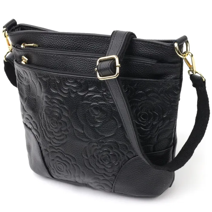 Красива жіноча сумка на плече Vintage 15002 шкіряна Чорний