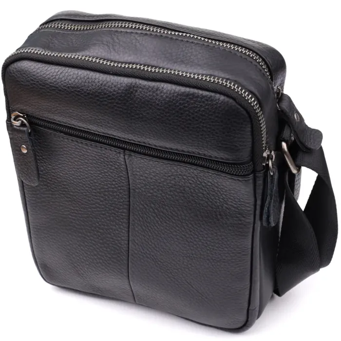 Містка чоловіча сумка на плече з натуральної шкіри Vintage 23022 Чорний