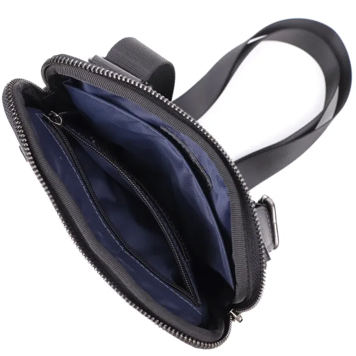 Сумка на плече для чоловіків із міцної зернистої шкіри Shvigel 23152 Чорний