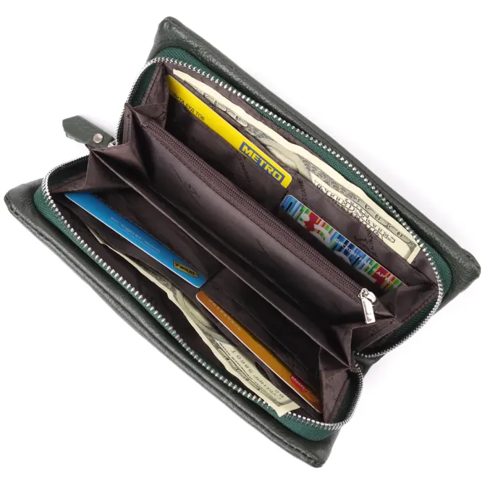 Стильний гаманець для жінок з відділенням під телефон ST Leather 23103 Зелений