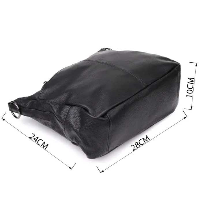 Практична жіноча сумка з двома ремінцями з натуральної шкіри Vintage 23053 Чорний