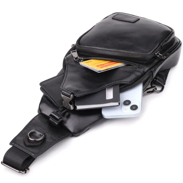 Чоловічі сумки через плече з натуральної шкіри Vintage 23048 Чорний