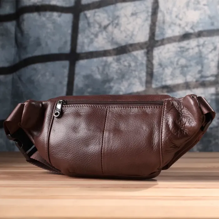 Практична бананка для чоловіків із натуральної шкіри Vintage 15107 Темно-коричневий