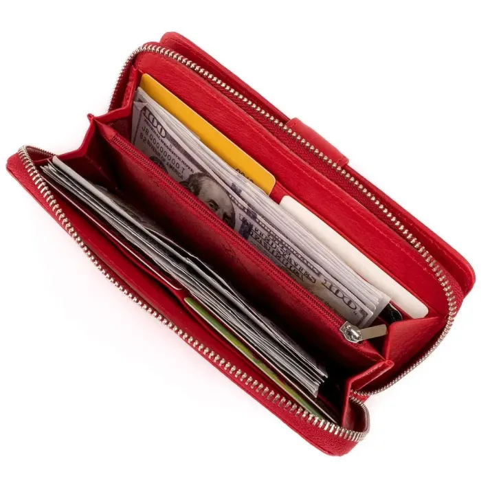 Вертикальний місткий гаманець зі шкіри ST Leather 19306 Червоний