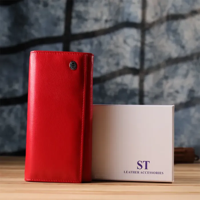 Красивий гаманець для жінок з монетницею із натуральної шкіри ST Leather 23105 Червоний