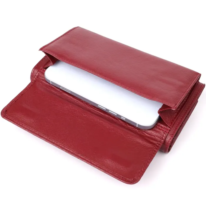 Жіночий гаманець з кишенею для телефону з натуральної шкіри ST Leather 23069 Бордовий