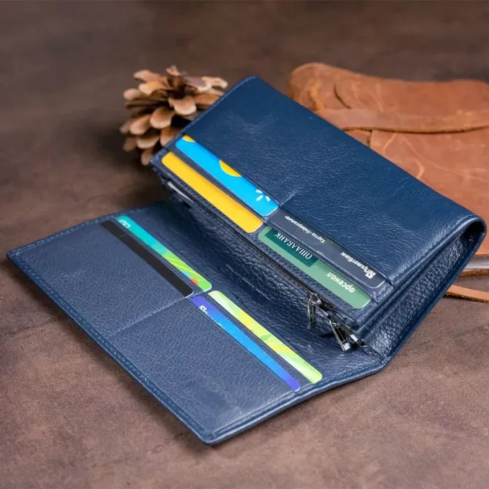 Гаманець на магнітах із клапаном жіночий ST Leather 19241 Темно-синій