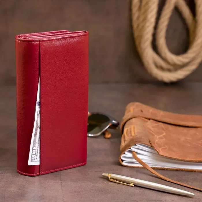 Гаманець шкіряний у дві додавання жіночий ST Leather 19288 Бордовий