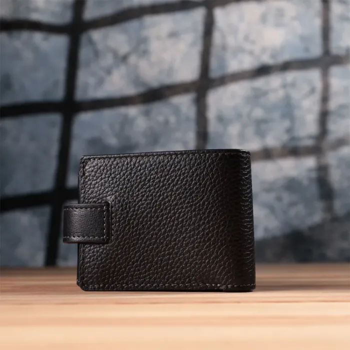 Стильне портмоне з люксової зернистої шкіри флотар GRANDE PELLE 22875 Чорний