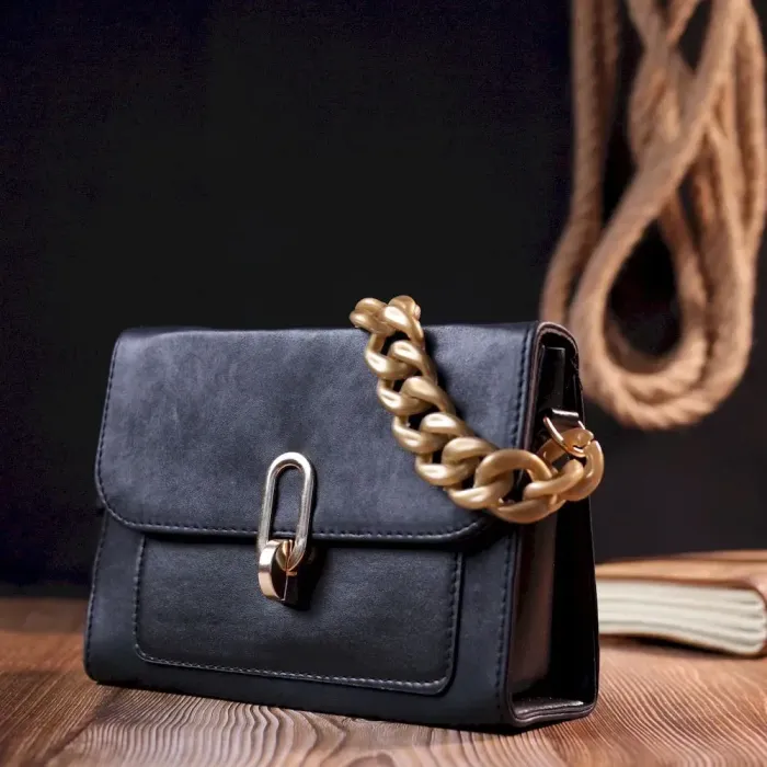 Компактна жіноча сумка зі шкірозамінника Vintage 18707 Чорний