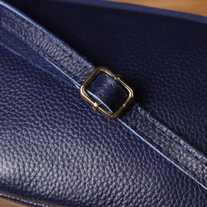 Зручна шкіряна сумка на три відділення для жінок Vintage 22892 Синій