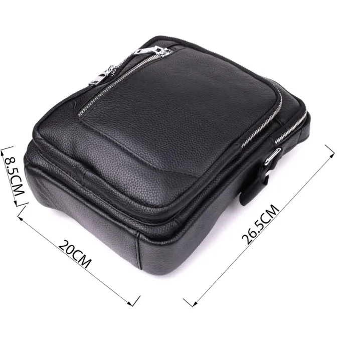 Практична вертикальна сумка для чоловіків із натуральної шкіри Vintage 15114 Чорний