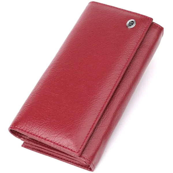Модний жіночий гаманець на магнітах із натуральної шкіри ST Leather 23113 Бордовий
