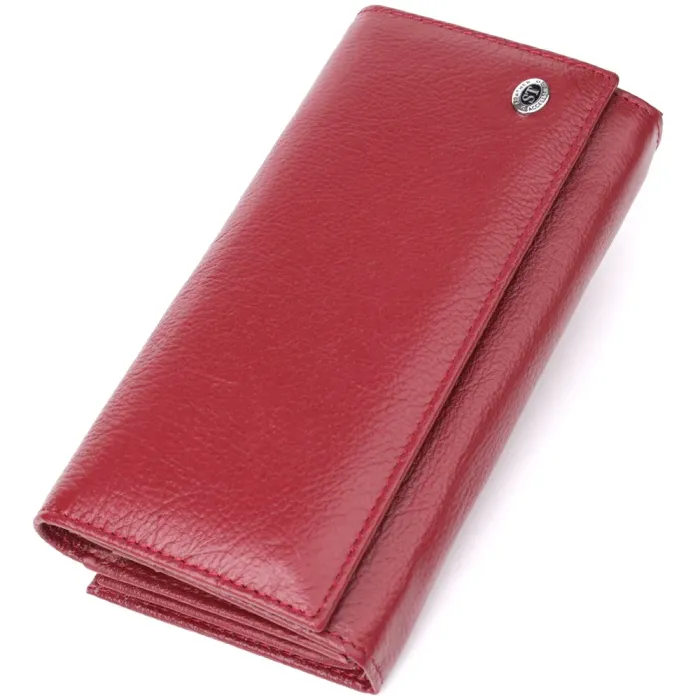 Модний жіночий гаманець на магнітах із натуральної шкіри ST Leather 23113 Бордовий