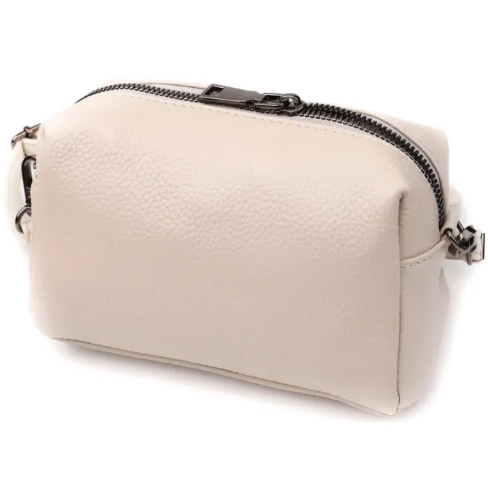 Компактна сумка жіноча з трендовим декором з натуральної шкіри Vintage 22923 Білий