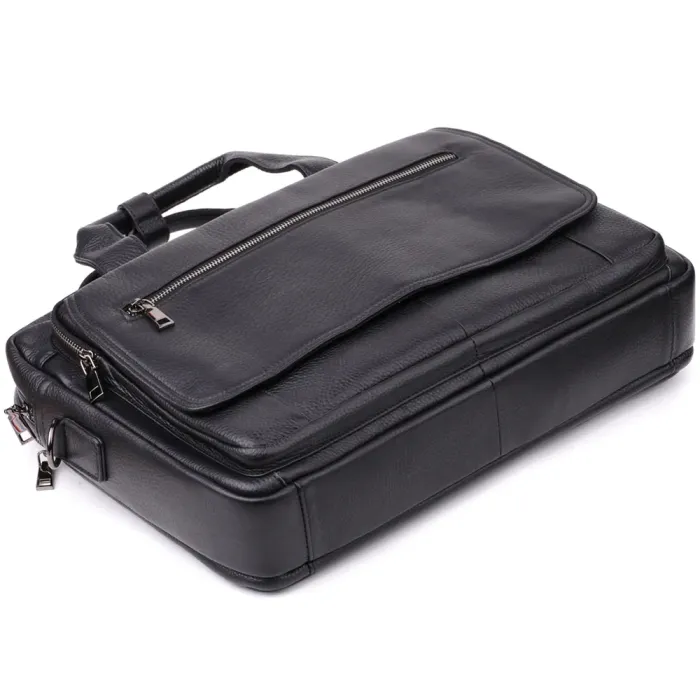 Місткий портфель для чоловіків з натуральної шкіри Vintage 23043 Чорний