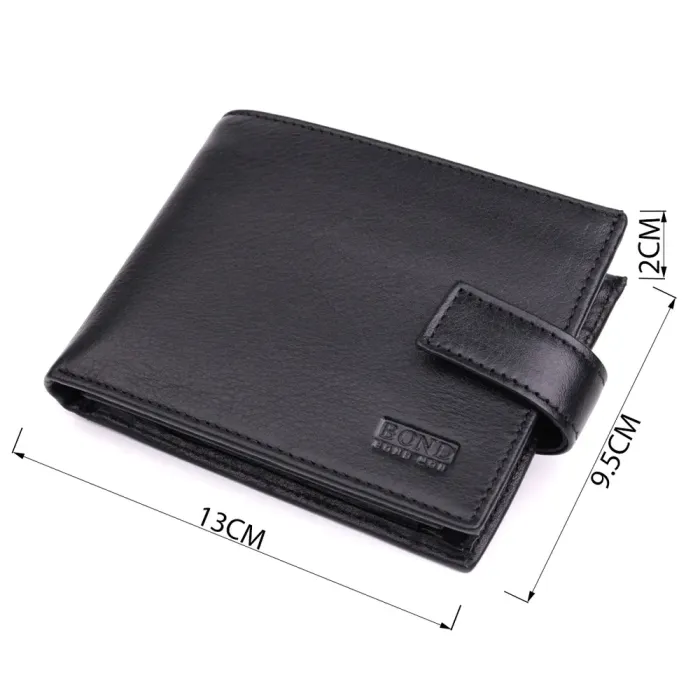 Місткий чоловічий гаманець з натуральної шкіри BOND 22861 Чорний