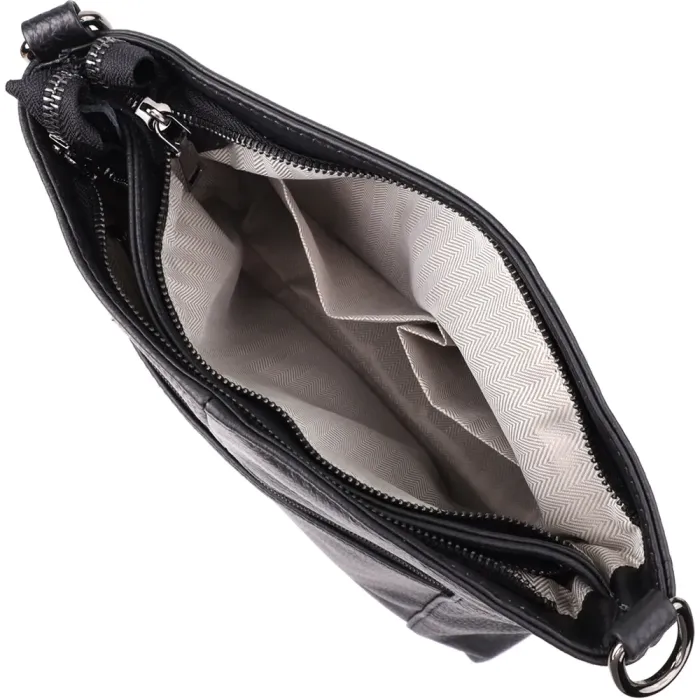 Невелика жіноча сумка з двома ремінцями з натуральної шкіри Vintage 23014 Чорний