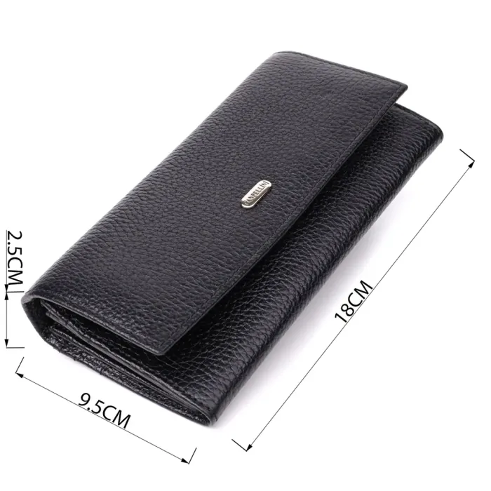 Класичний жіночий гаманець з натуральної шкіри CANPELLINI 20872_1 Чорний