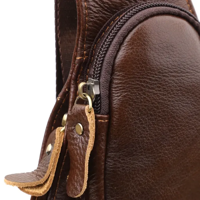 Цікава чоловіча сумка через плече з гладкої натуральної шкіри Vintage 22965 Коричневий