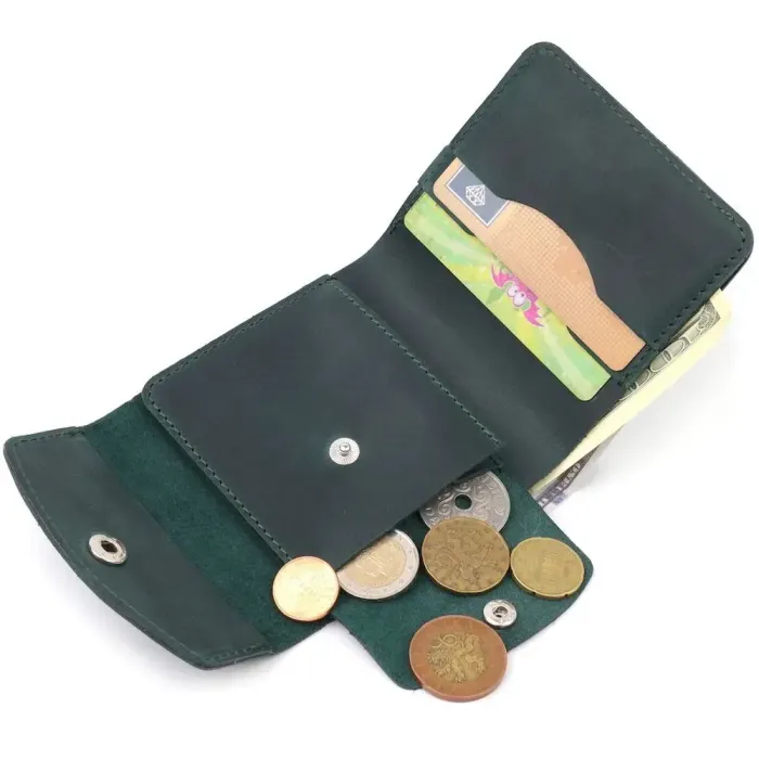 Урожай шкіряний портмоне Shvigel 16615 Зелений