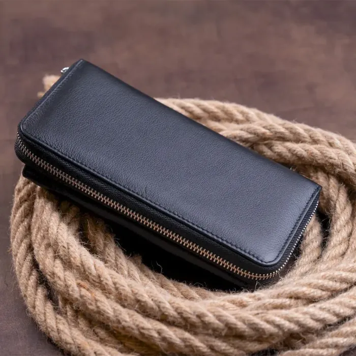 Гаманець з кишенькою на лицьовій стороні жіночий ST Leather 19367 Чорний